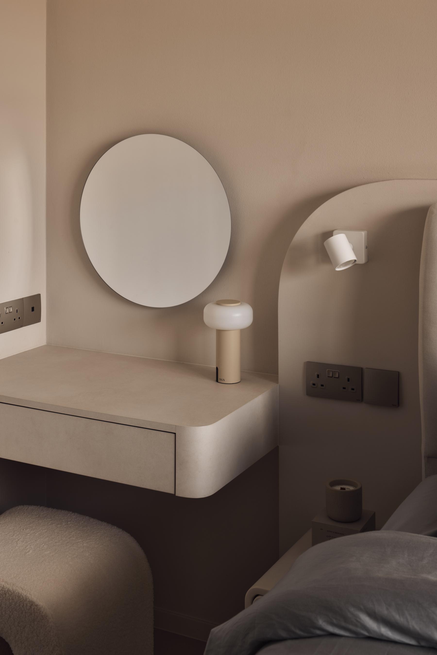 Minimalist Bedroom with Bedside Table and Dressing Table