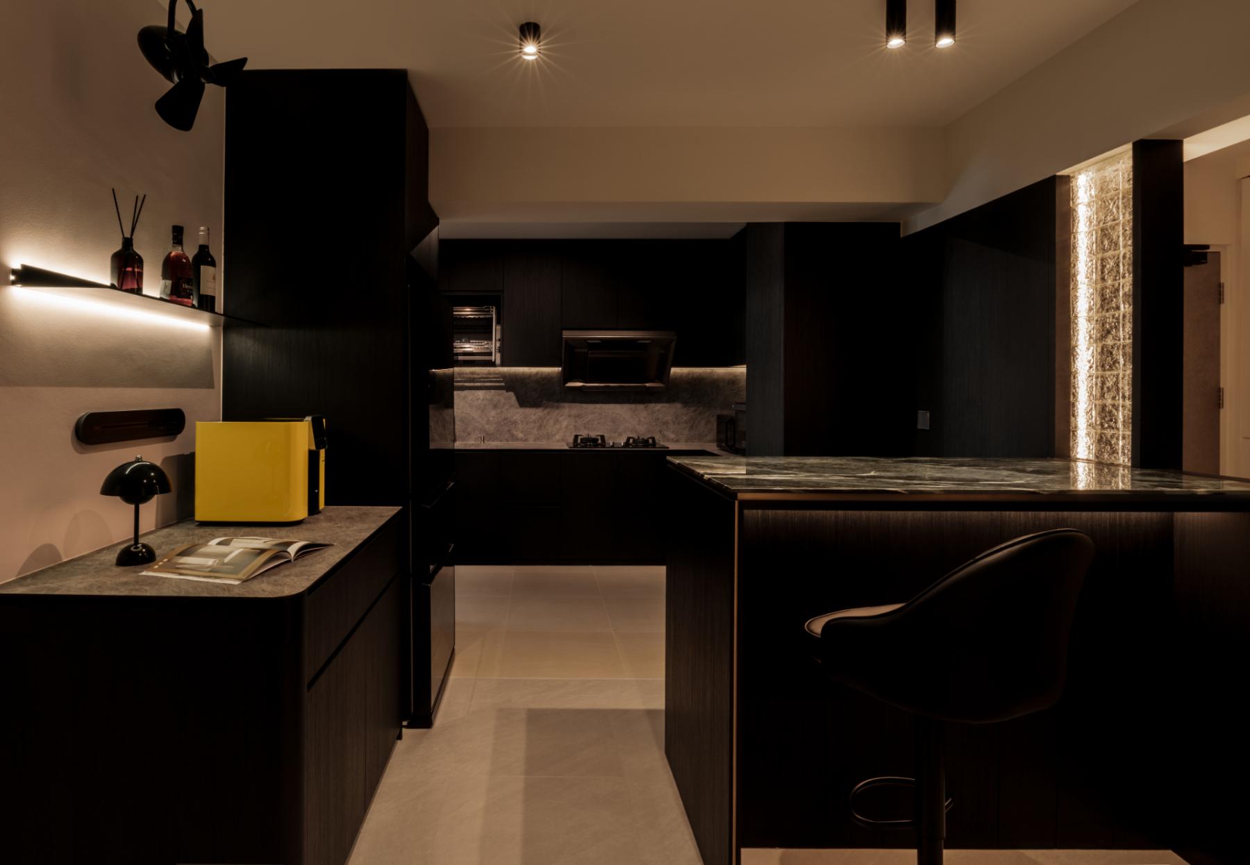 Minimalist Kitchen with Countertop and Kitchen Island