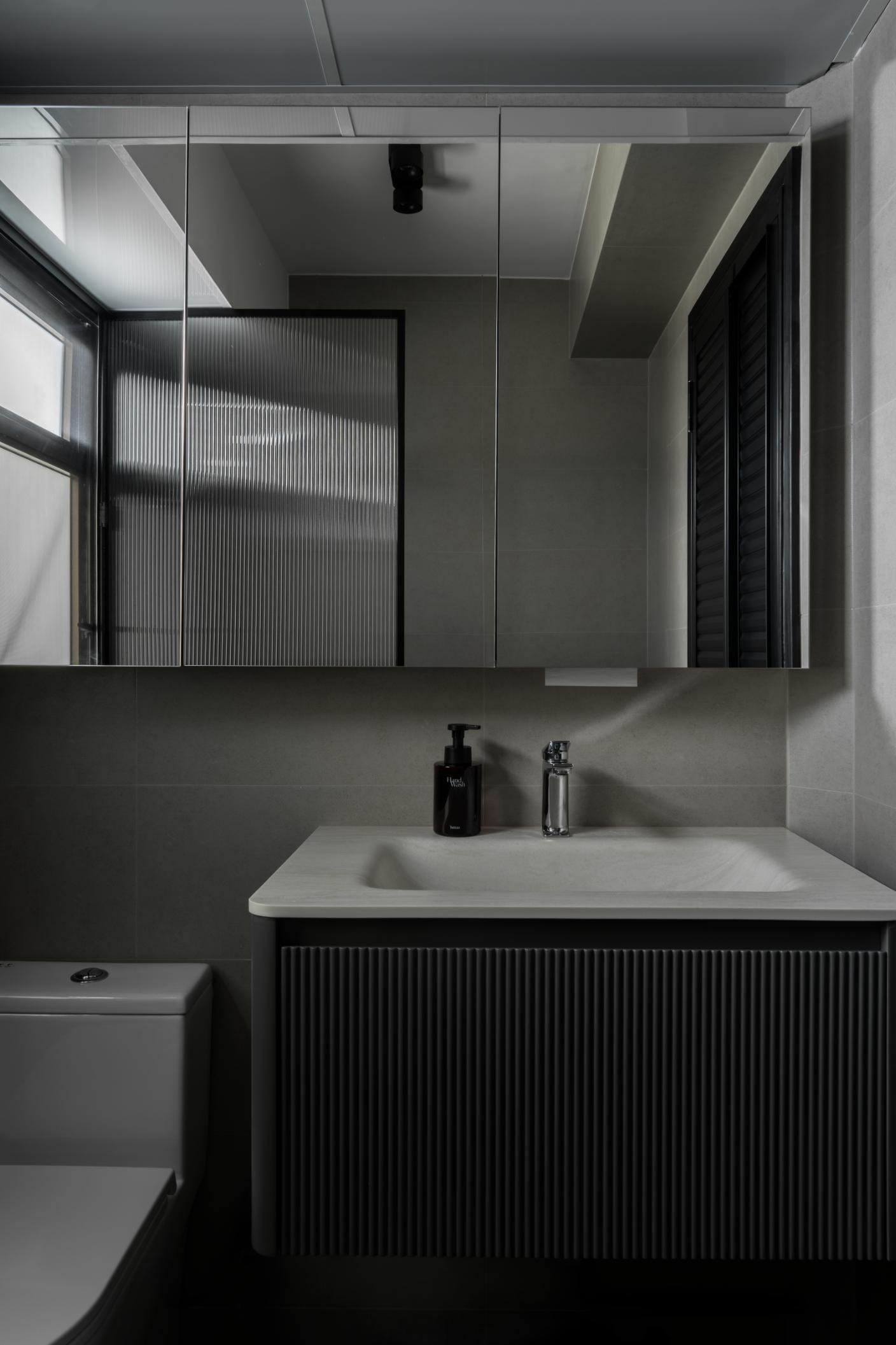 Minimalist Bathroom with Mirror and Bathroom Mirrors