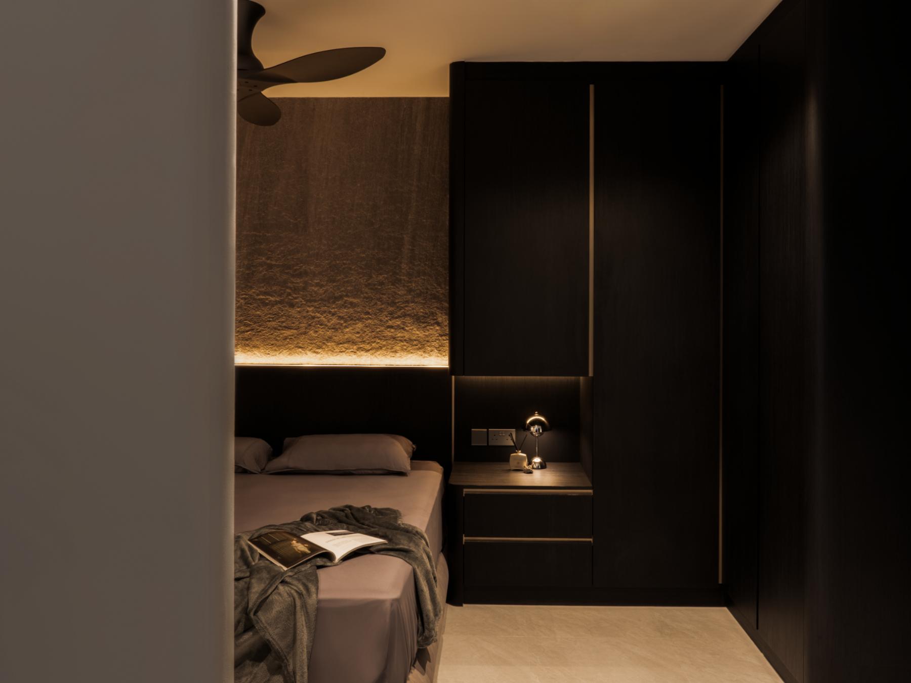 Minimalist Bedroom with Closet and Bedside Table