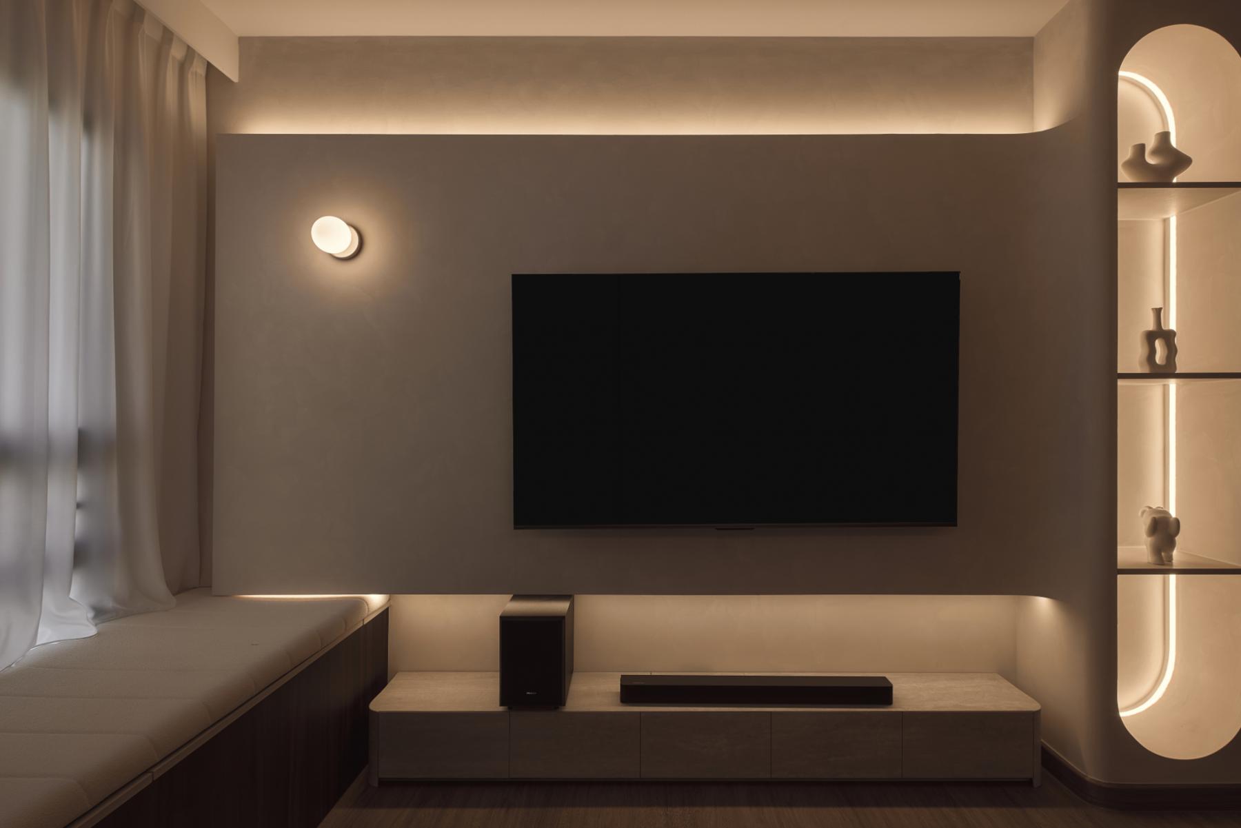Modern Living Room with Settee and TV Console