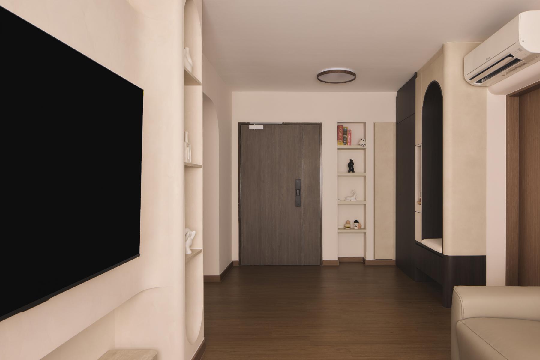 Modern Entryway with Mirror and Shoe Cabinets