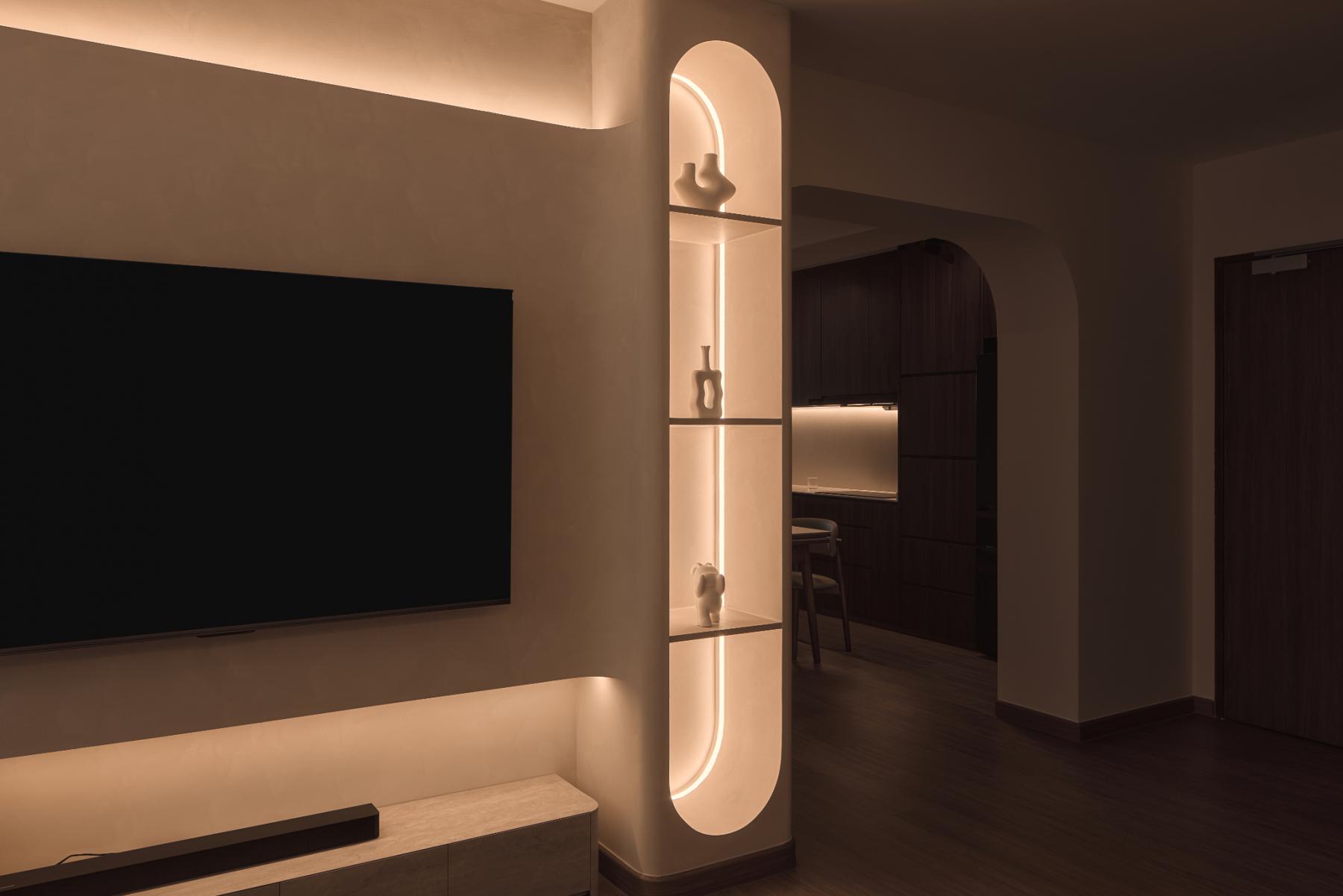 Modern Living Room with Wood Flooring and TV Console