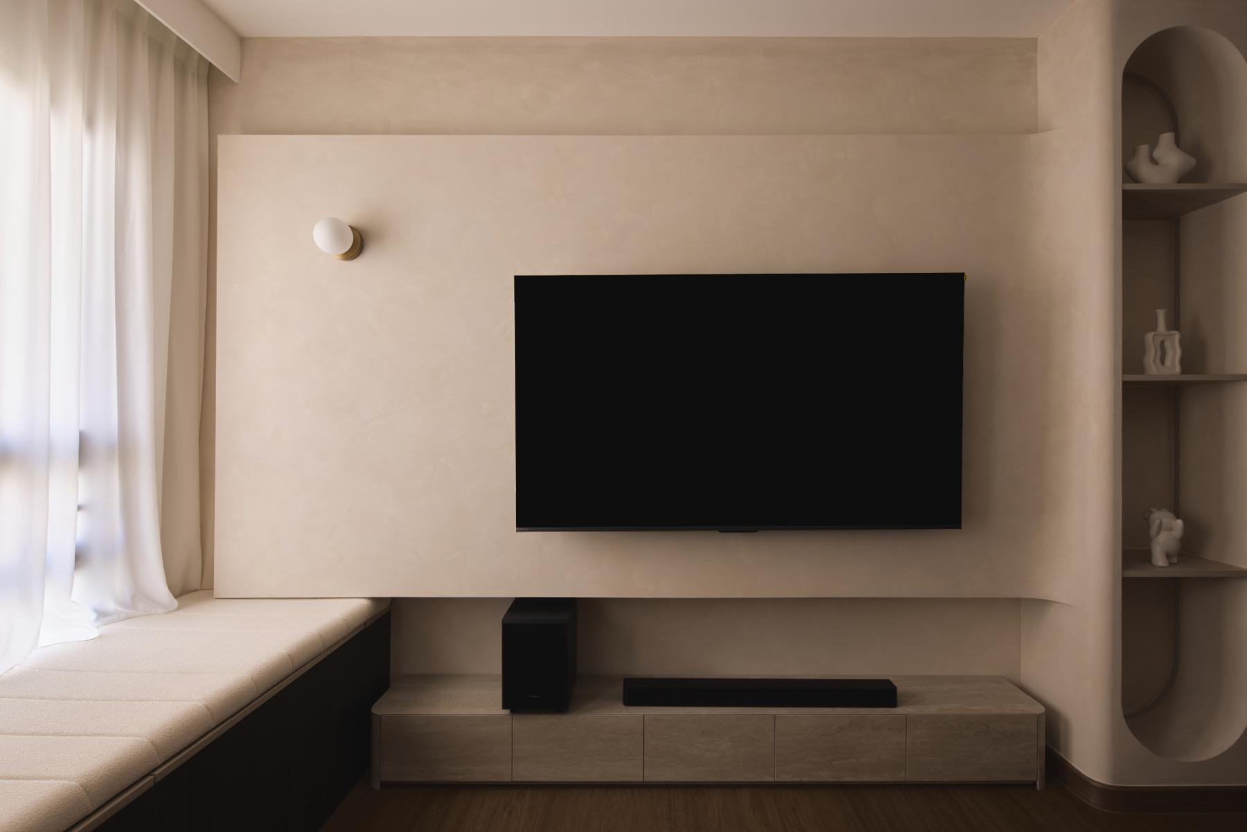Modern Living Room with Settee and TV Console