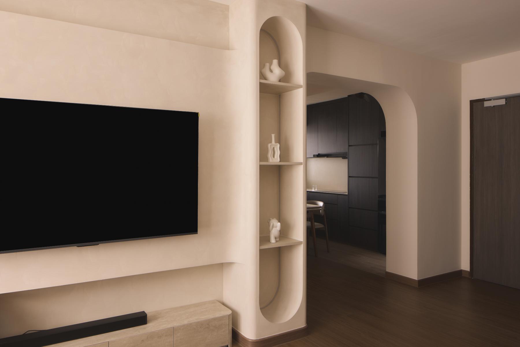 Modern Living Room with Wood Flooring and TV Console