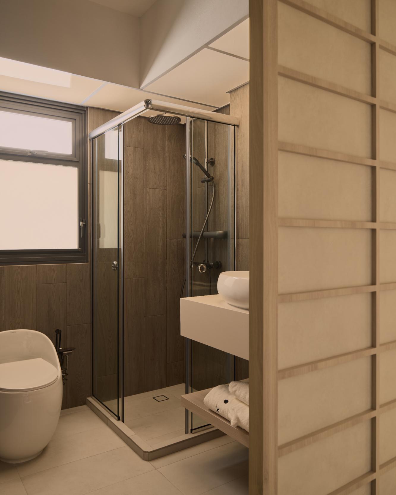 Scandinavian Bathroom with Mirror and Bathroom Mirrors