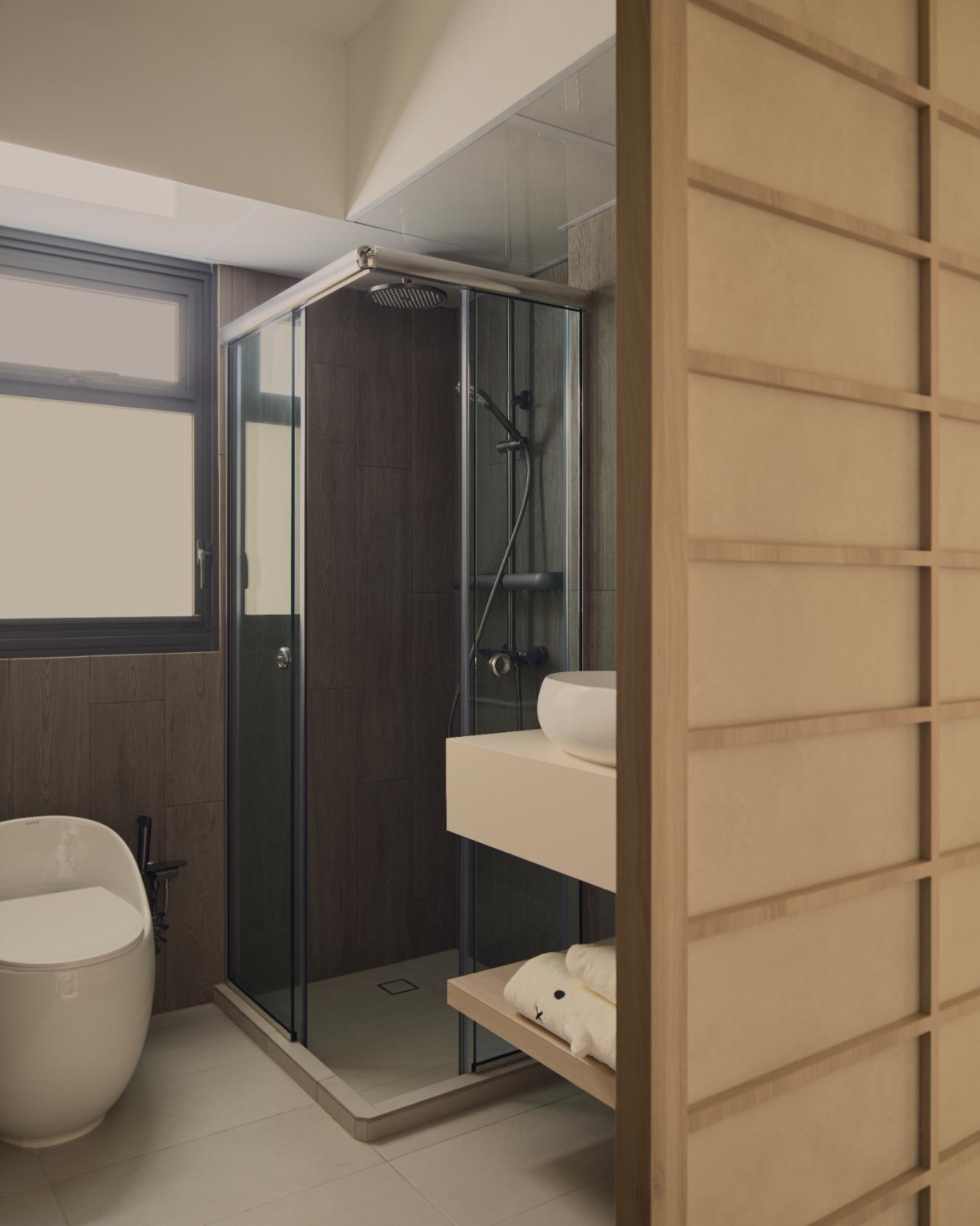 Scandinavian Bathroom with Mirror and Bathroom Mirrors