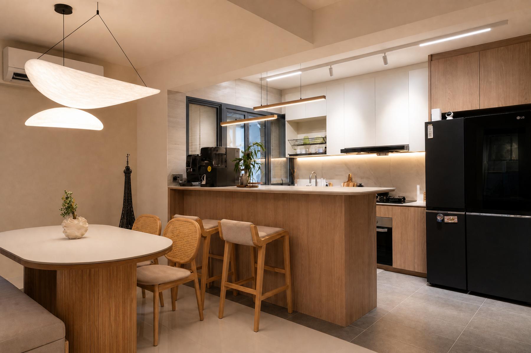 Scandinavian Kitchen with Countertop and Kitchen Island