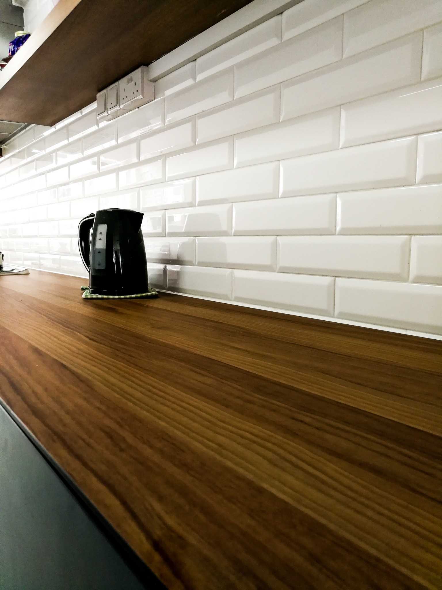 Scandinavian Kitchen with Countertop and Feature Wall