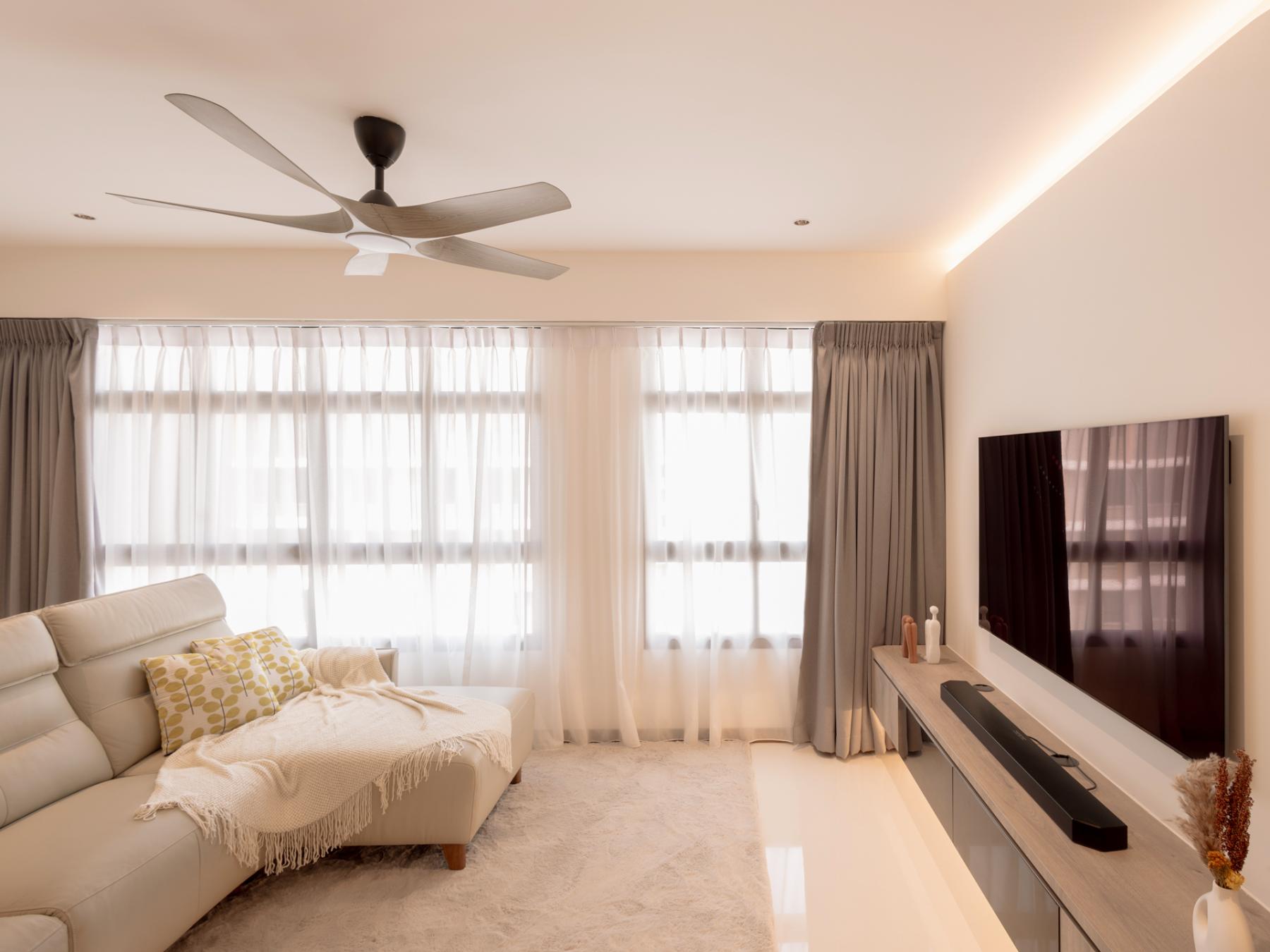 Minimalist Living Room with TV Console and Feature Wall