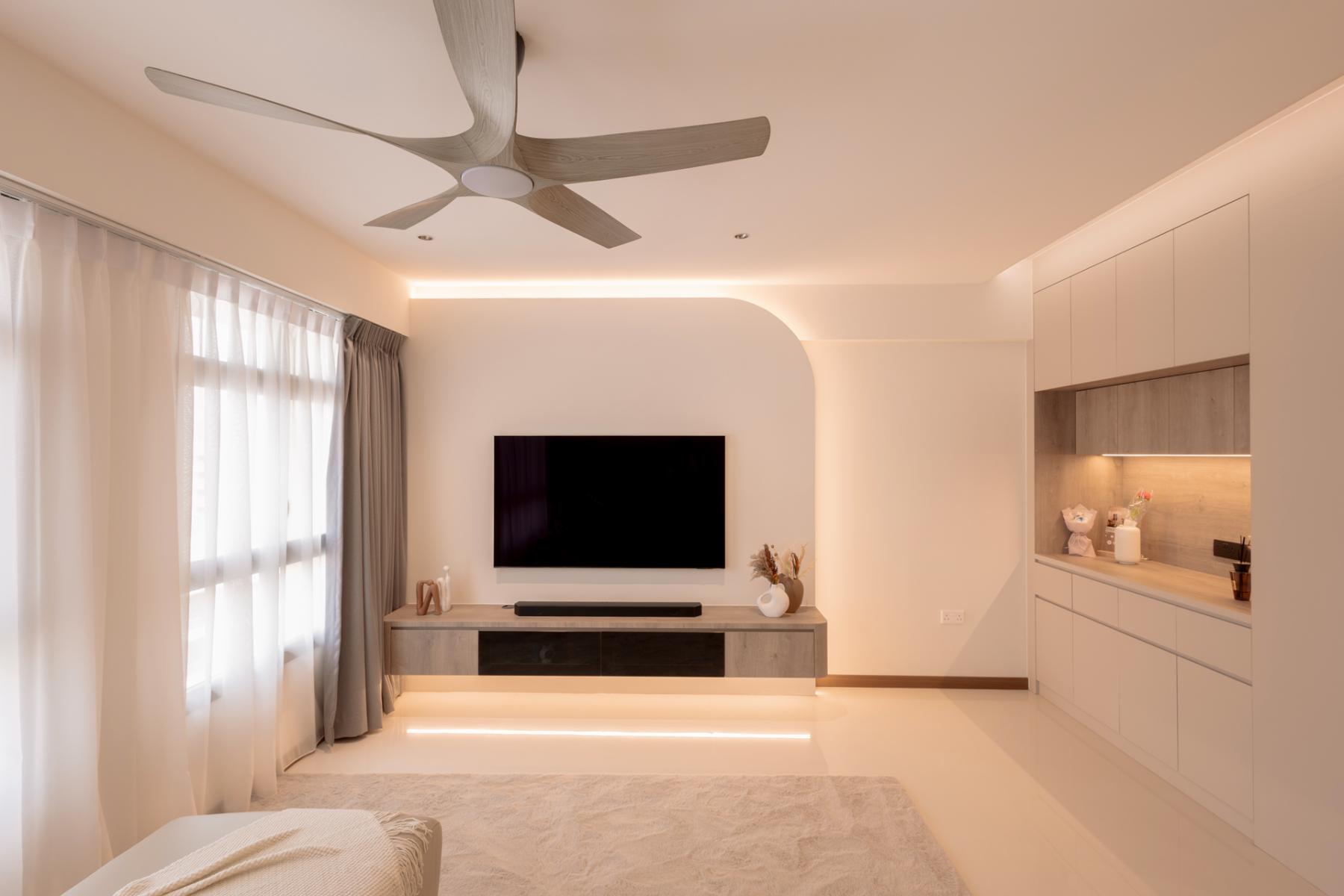 Minimalist Living Room with TV Console and Feature Wall