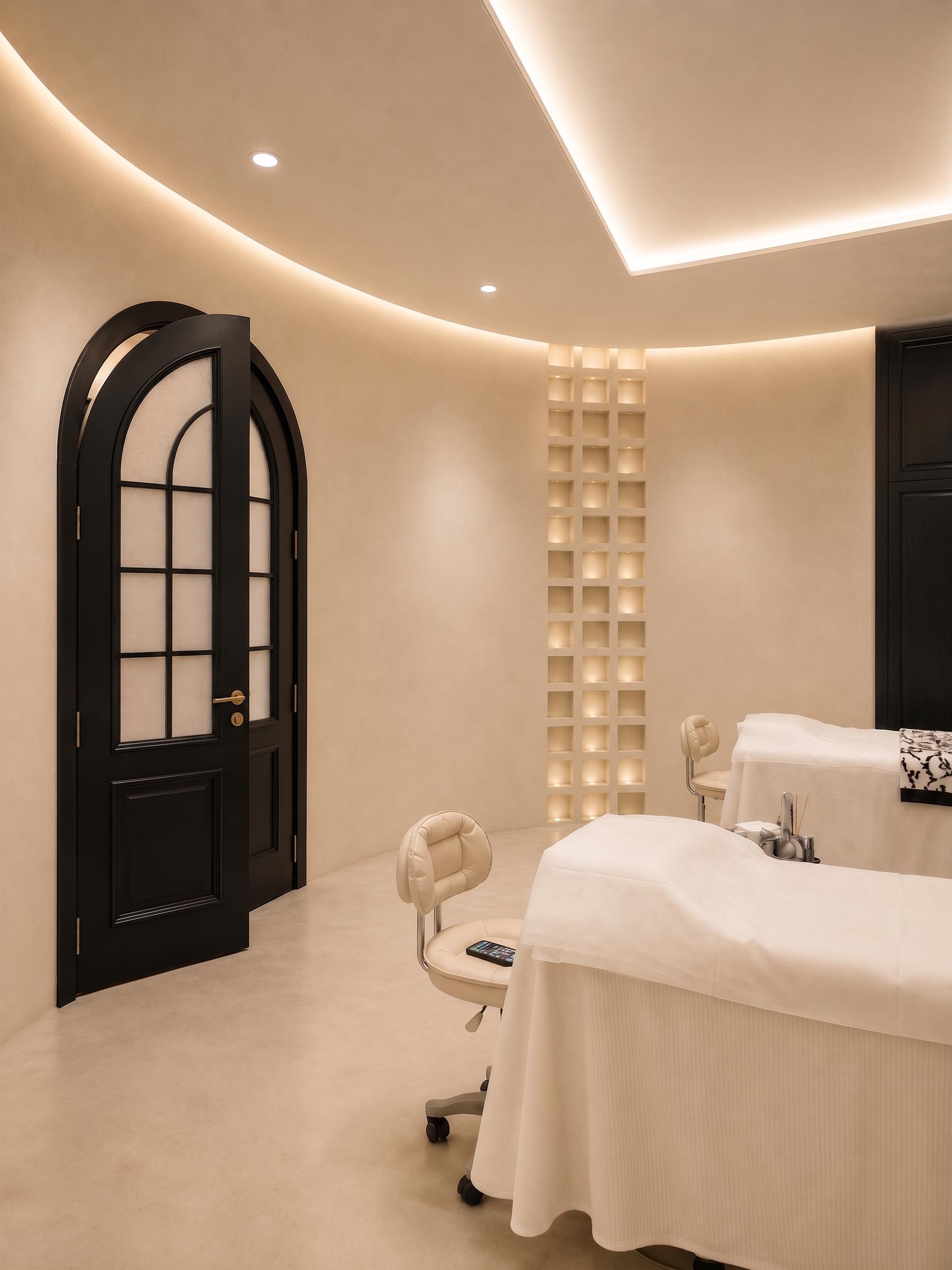 Minimalist Retail with Feature Wall and Ceiling Light