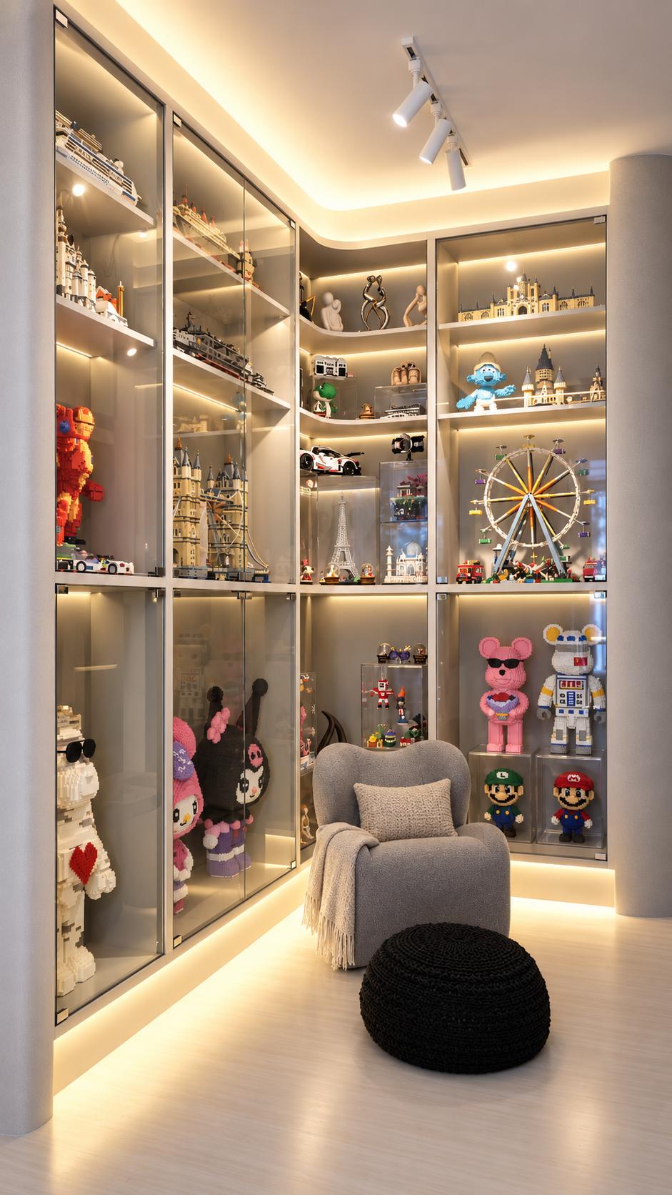 Modern Entryway with Small Storage and Display Cabinets