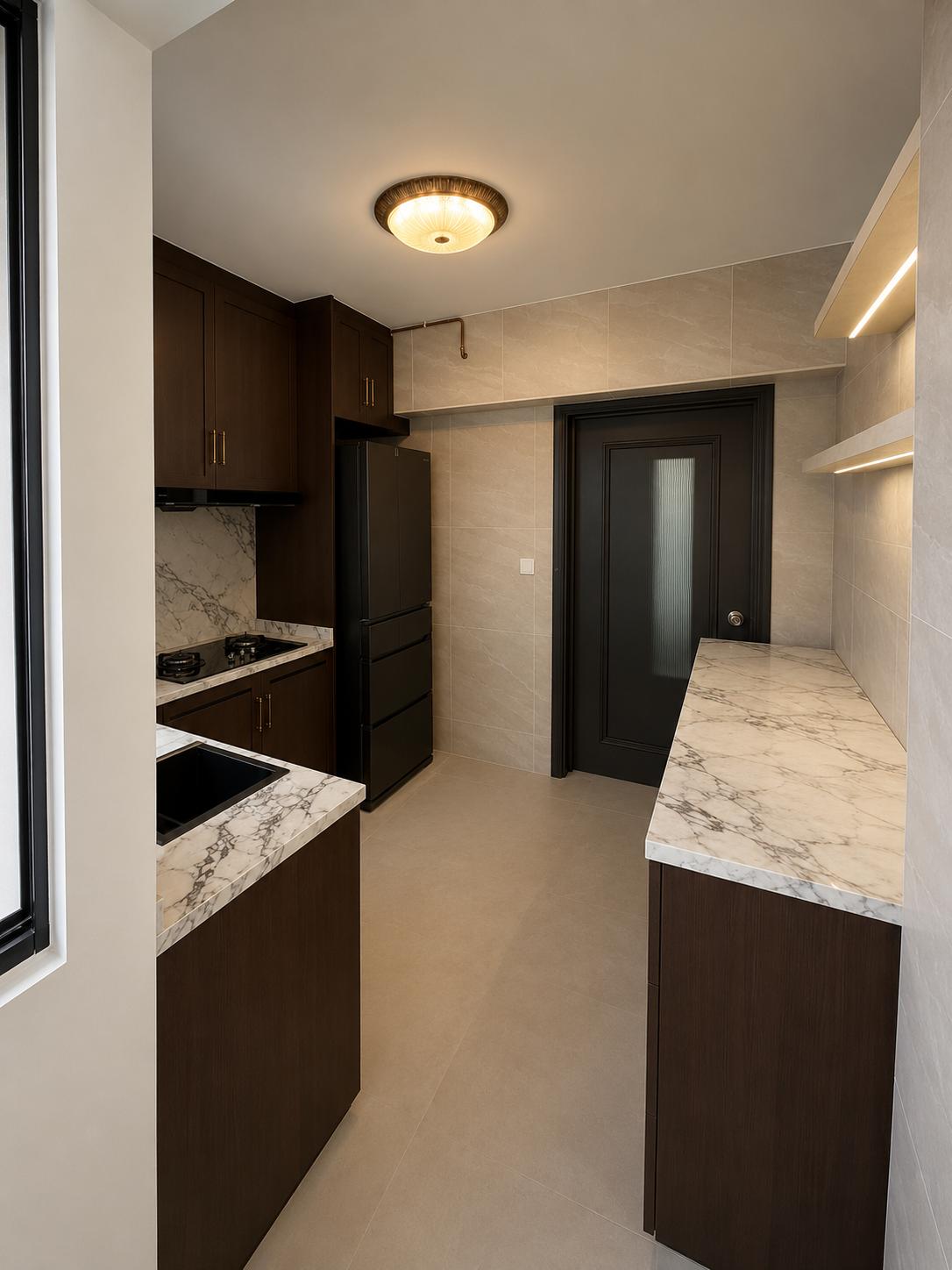 Vintage Kitchen with Countertop and Homogeneous Tiles