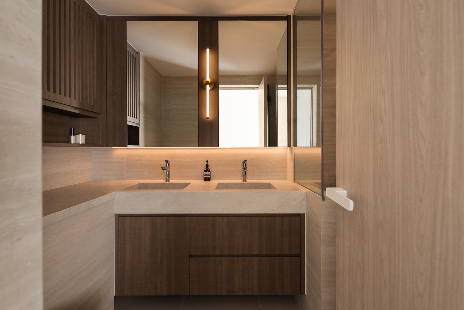 Contemporary Bathroom with Countertop and Mirror