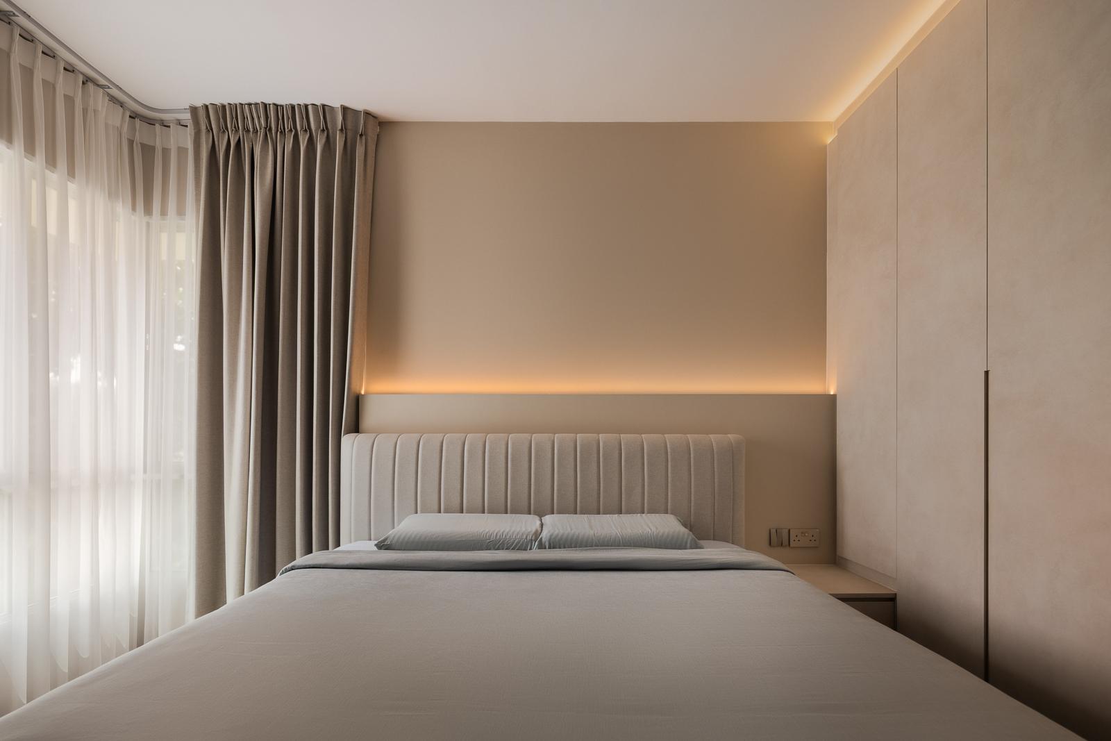 Contemporary Bedroom with Cove Lighting and Wardrobe