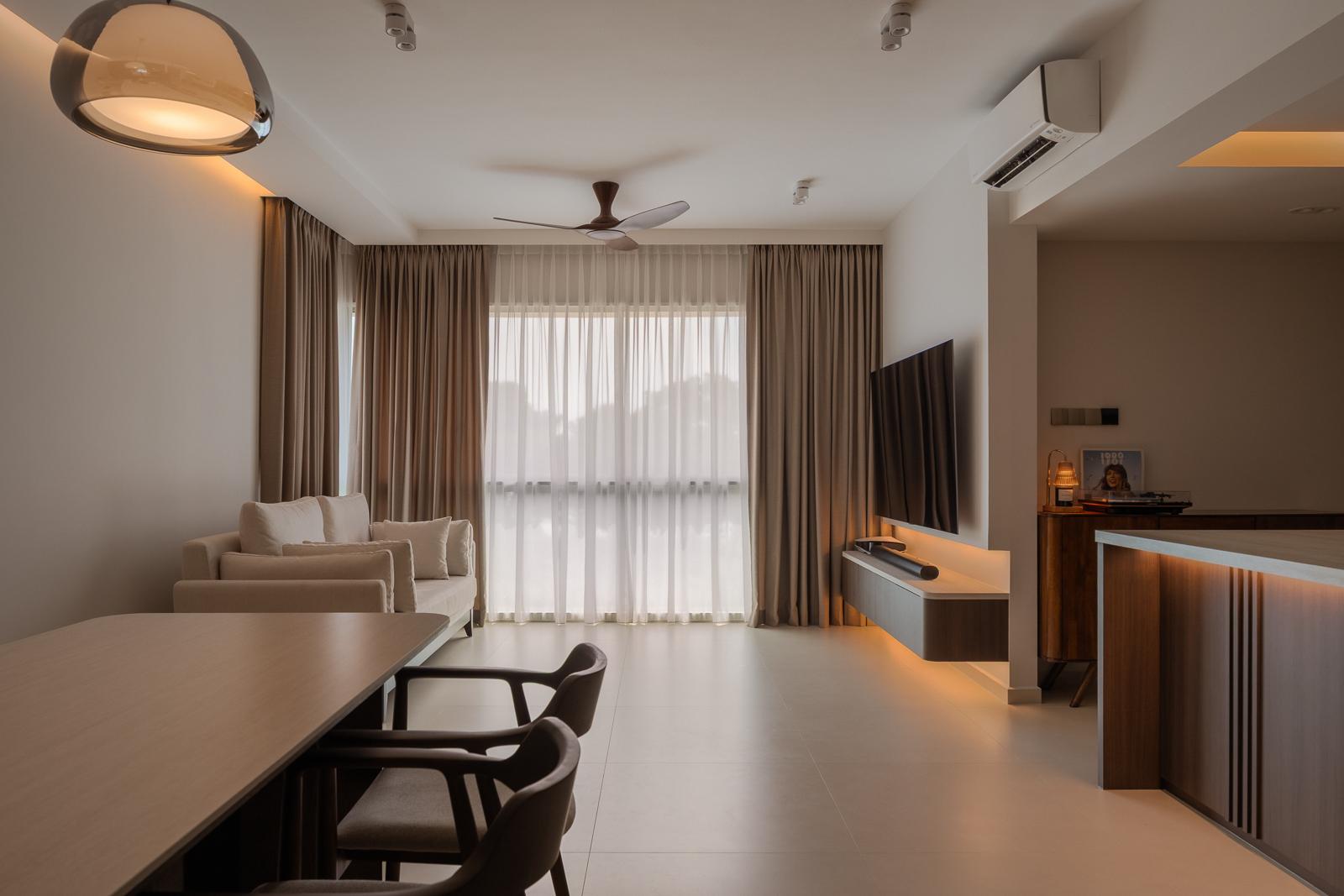 Contemporary Living Room with TV Console and Sofa