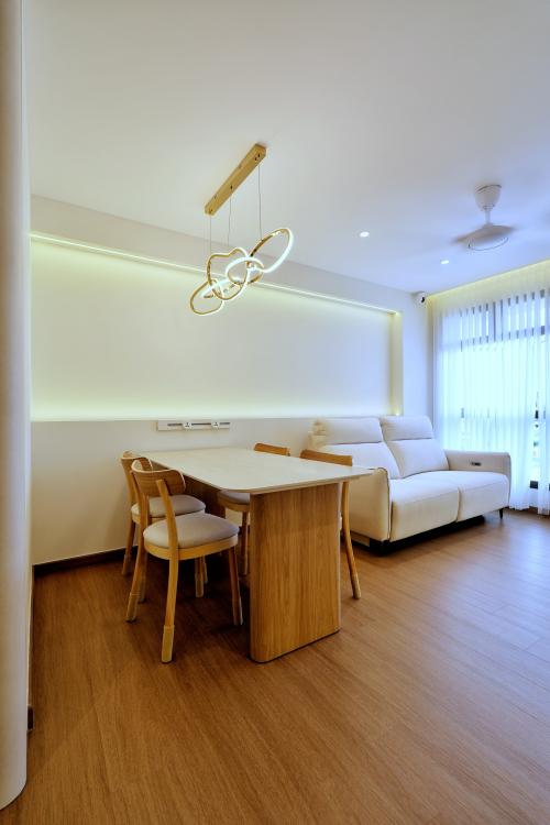 Minimalist Living Room at 4-room BTO cream
