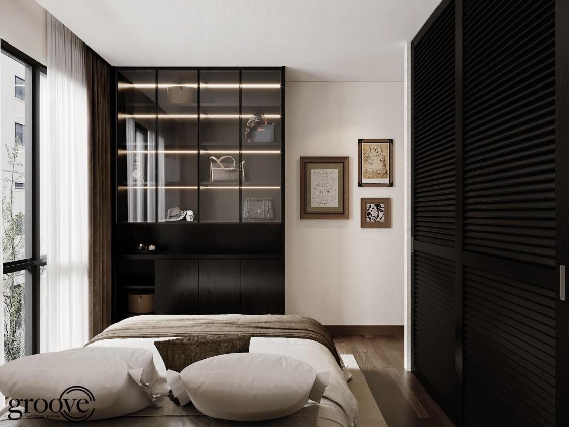 Modern Bedroom with Vinyl Flooring and Wardrobe
