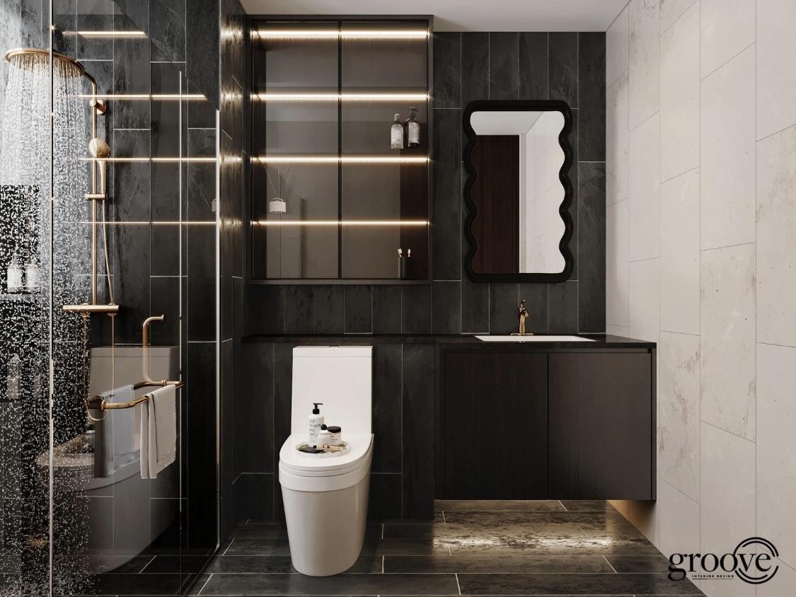 Modern Bathroom with Countertop and Mirror