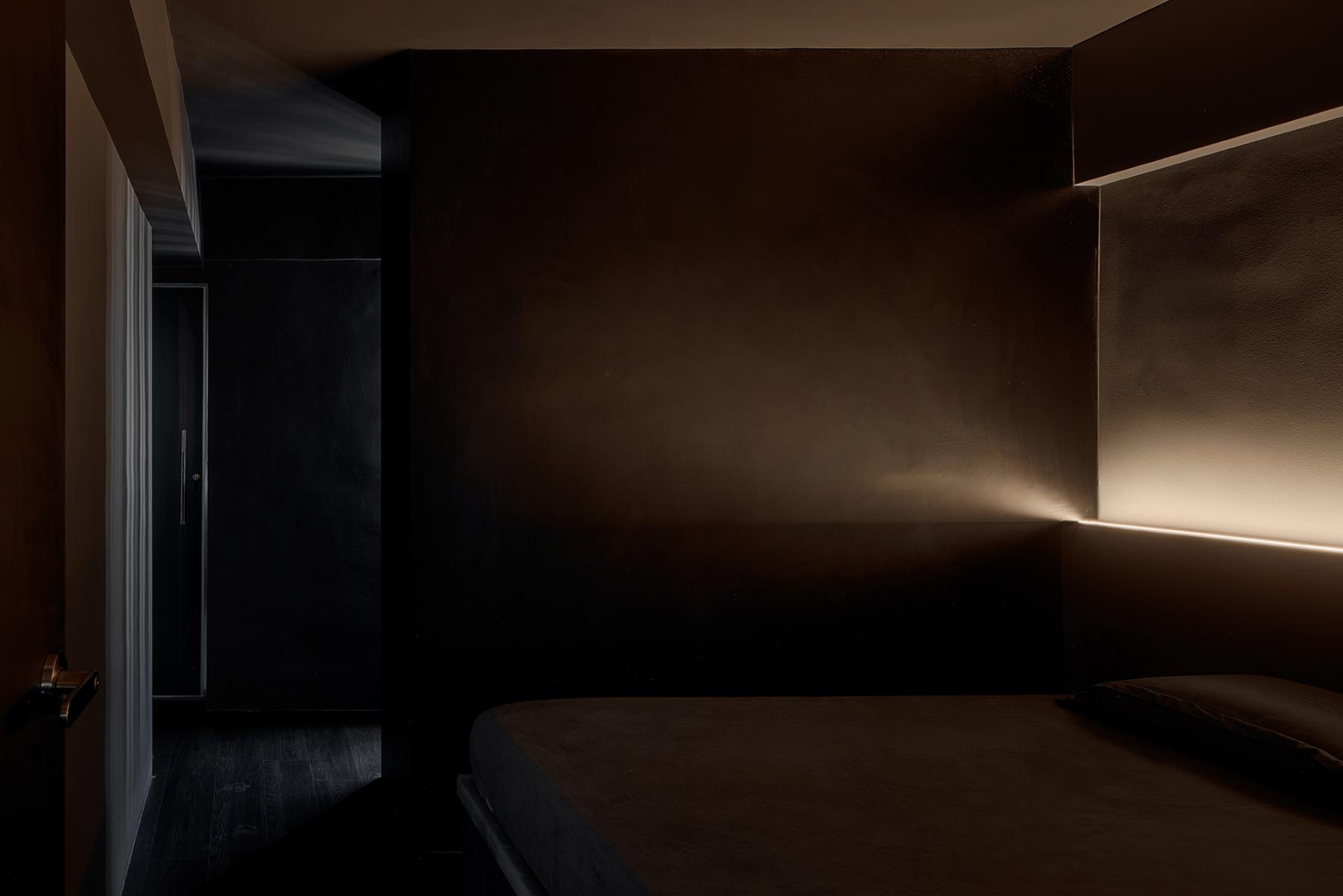Contemporary Bedroom with Platform Bed and Vinyl Flooring