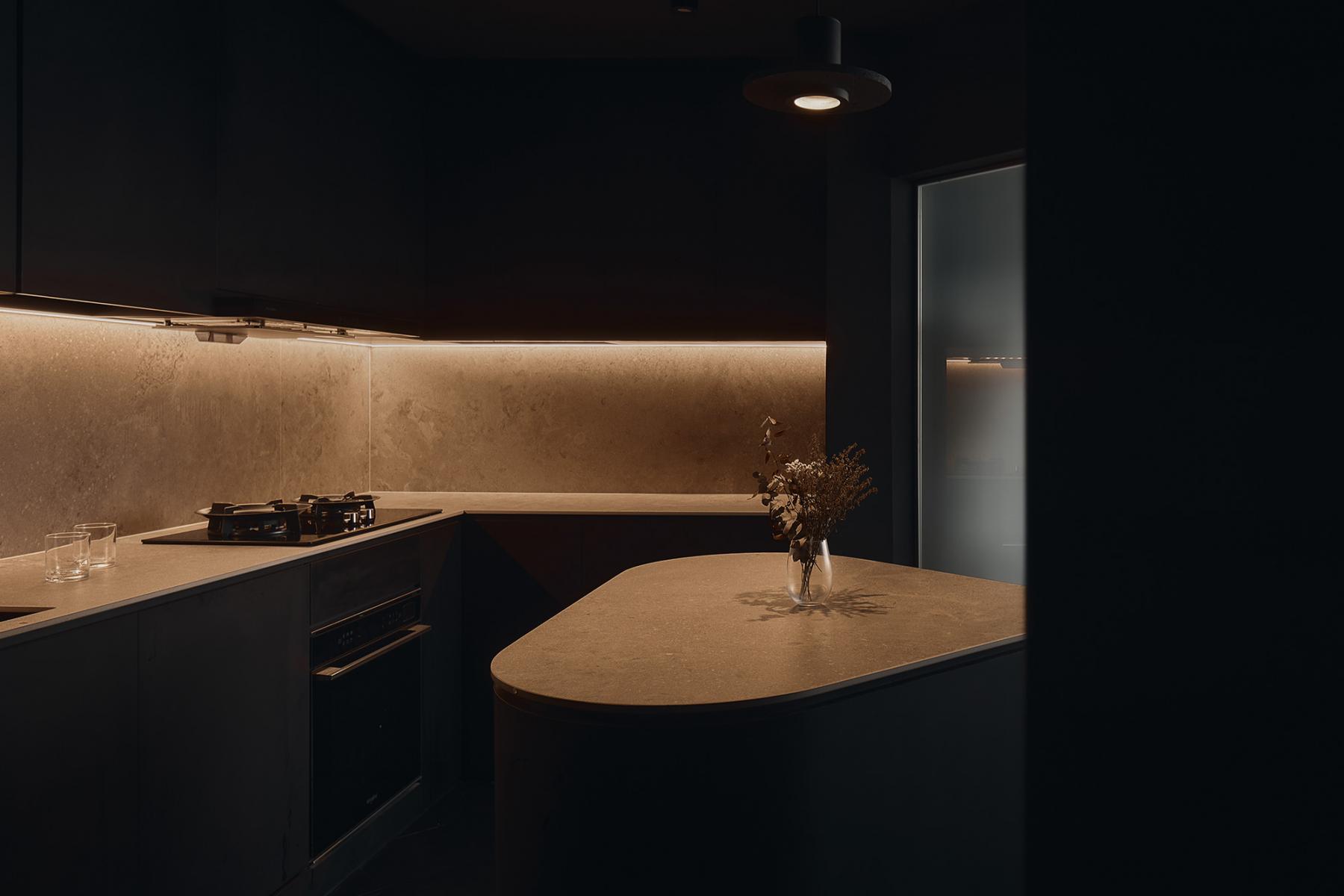 Contemporary Kitchen with Countertop and Vinyl Flooring