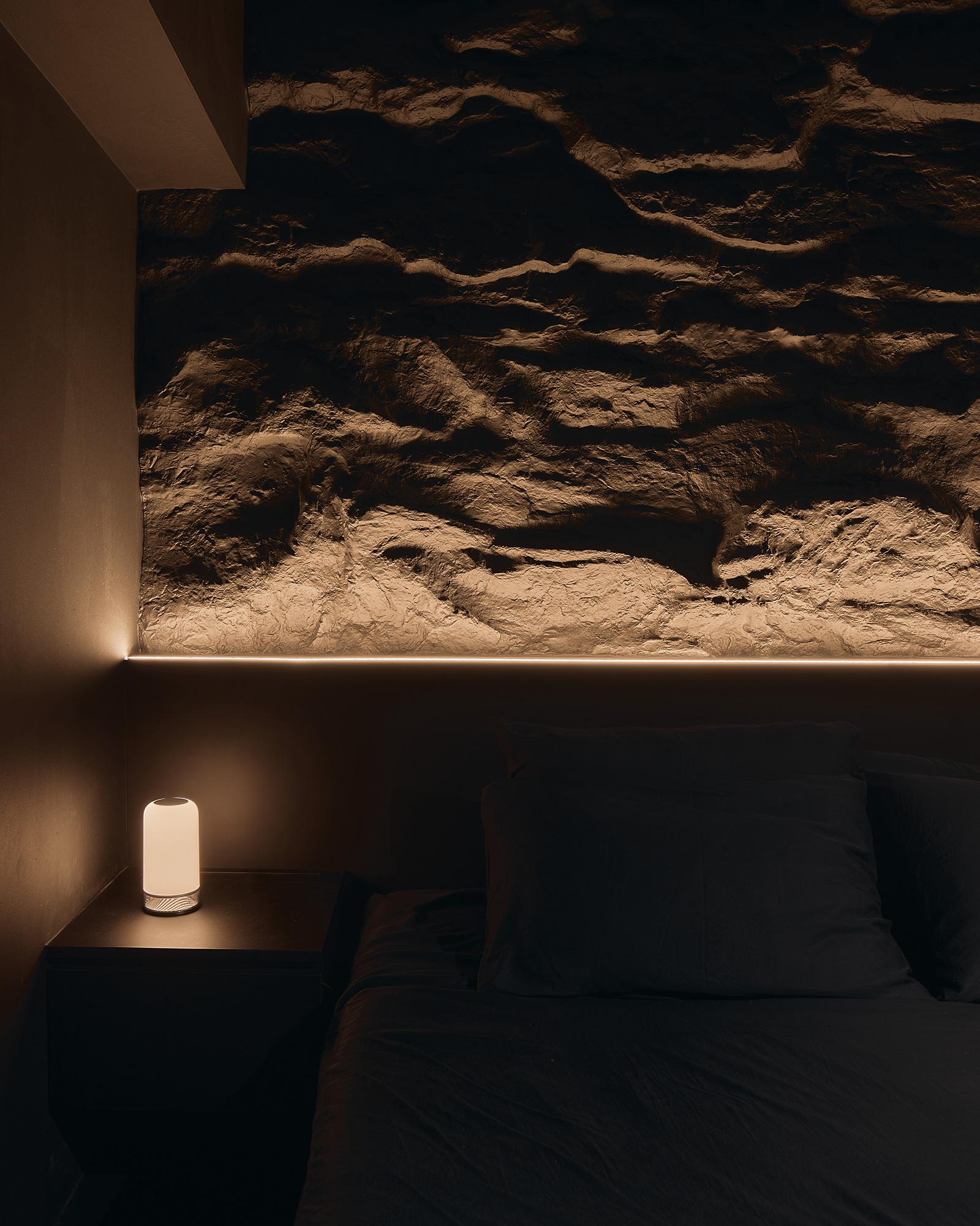 Contemporary Bedroom with Vinyl Flooring and Cove Lighting