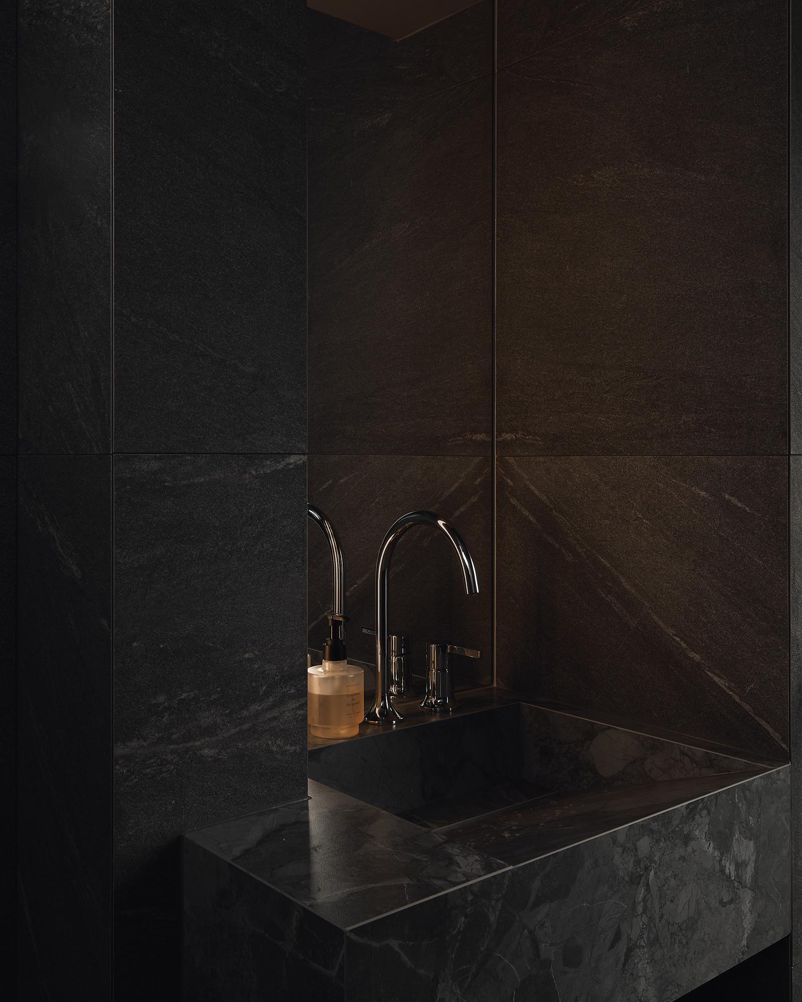 Contemporary Bathroom with Countertop and Homogeneous Tiles