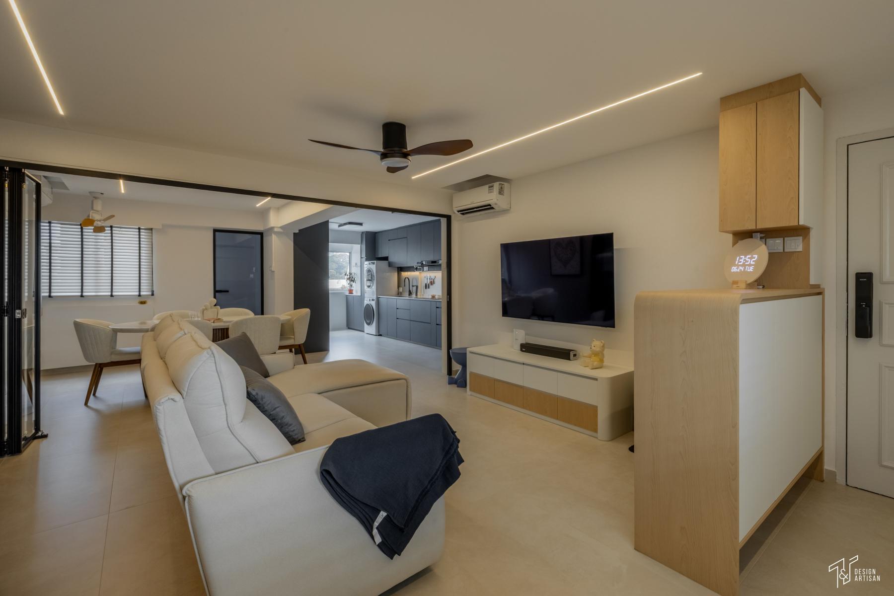 Minimalist Living Room with TV Console and Shoe Cabinets