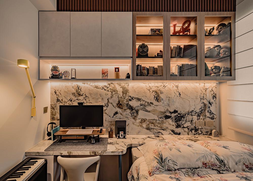 Modern Bedroom with Feature Wall and Storage Cabinets