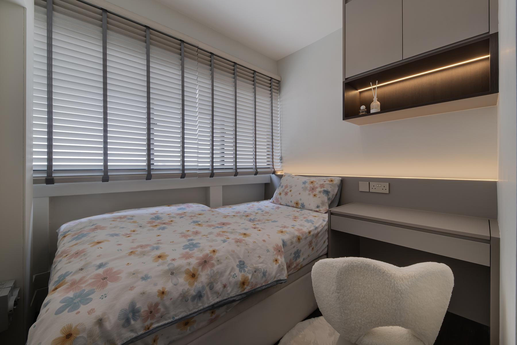 Contemporary Bedroom with Built-in Bed and Single Bed