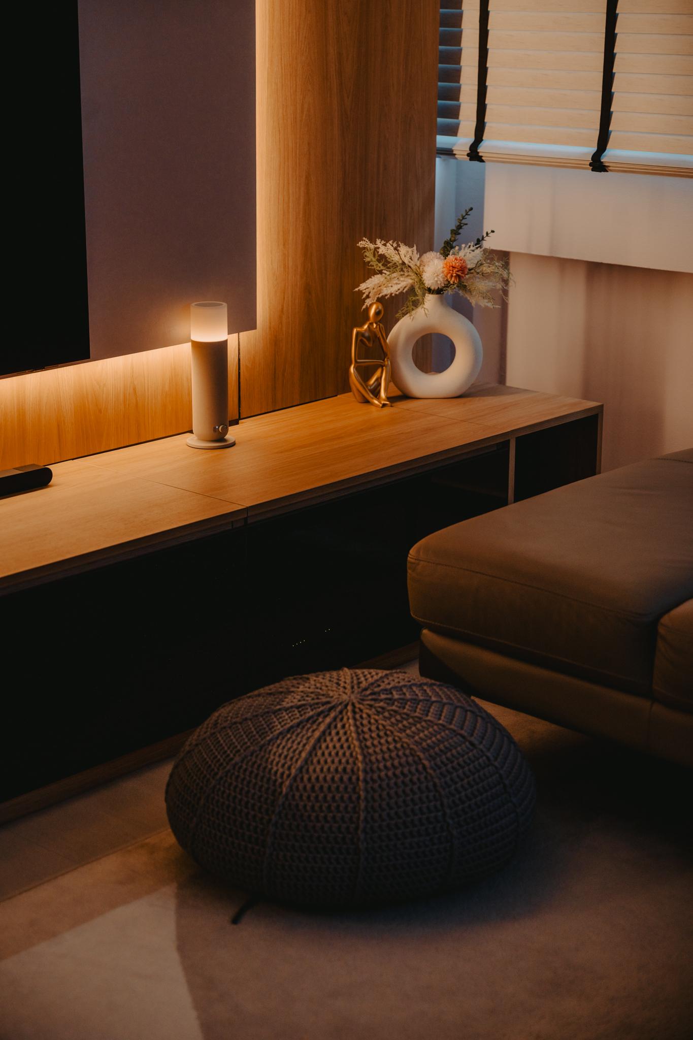 Scandinavian Living Room with TV Console and Drop Light