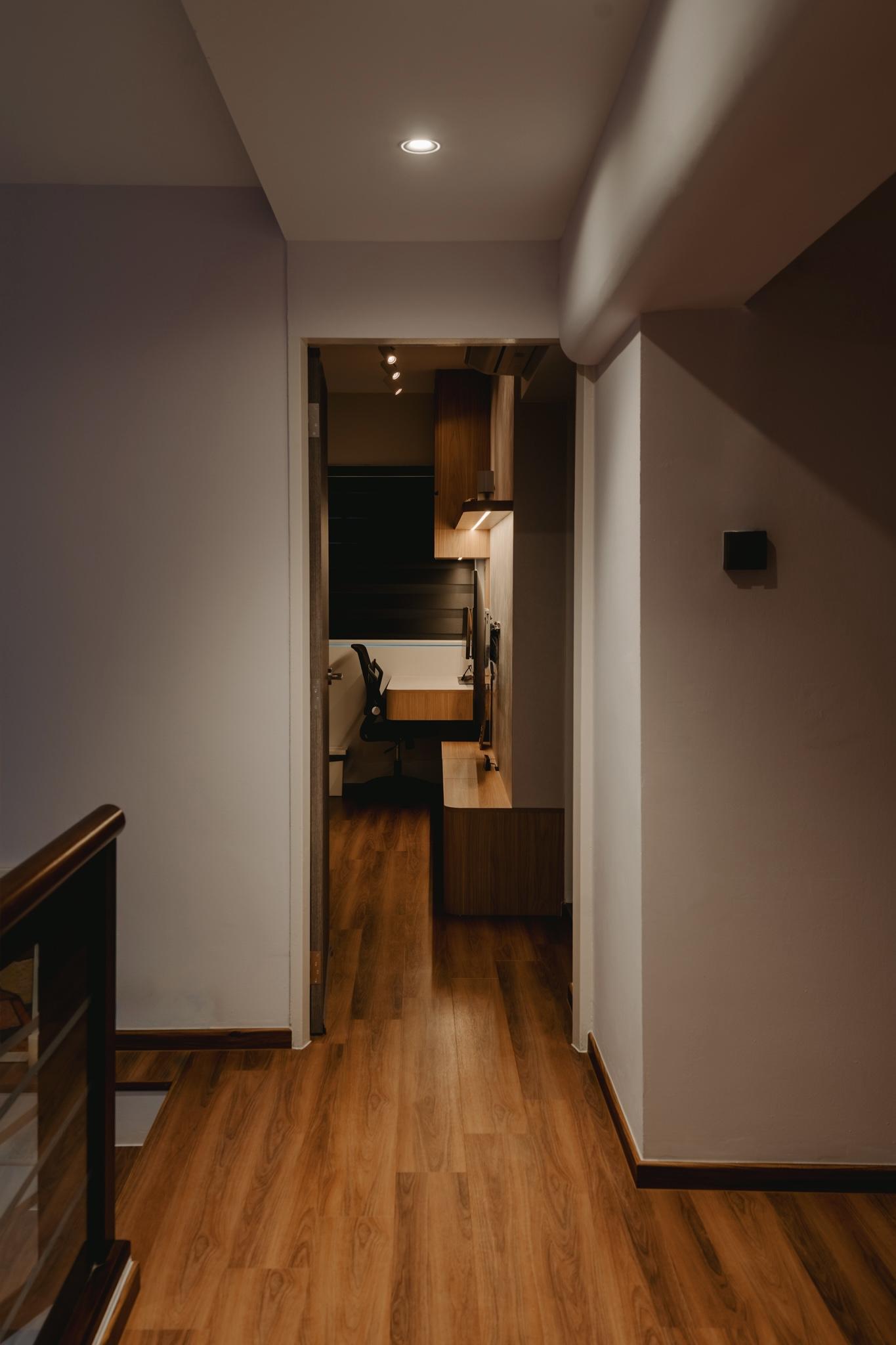 Scandinavian Bedroom with Cove Lighting and Drop Ceiling