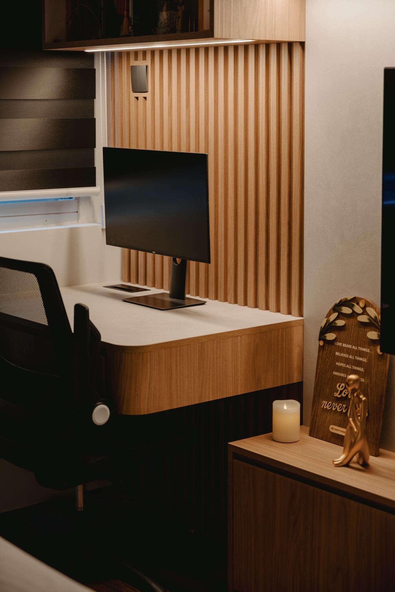Scandinavian Bedroom with Bookshelf and Drop Ceiling