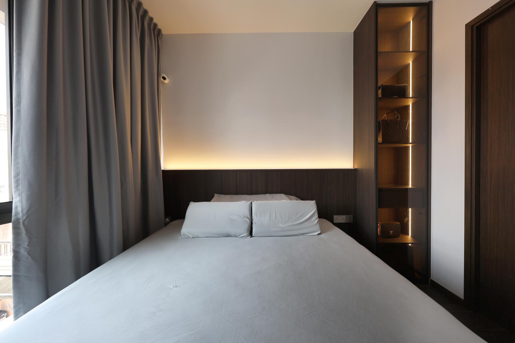 Minimalist Bedroom with Wardrobe and Queen Bed