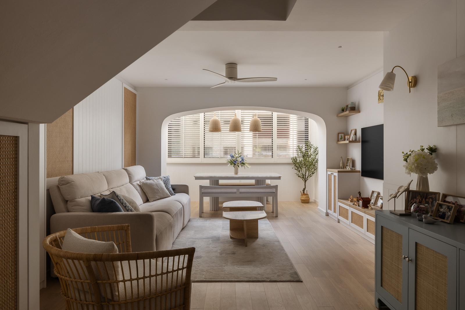 Contemporary Living Room with Wood Flooring and TV Console