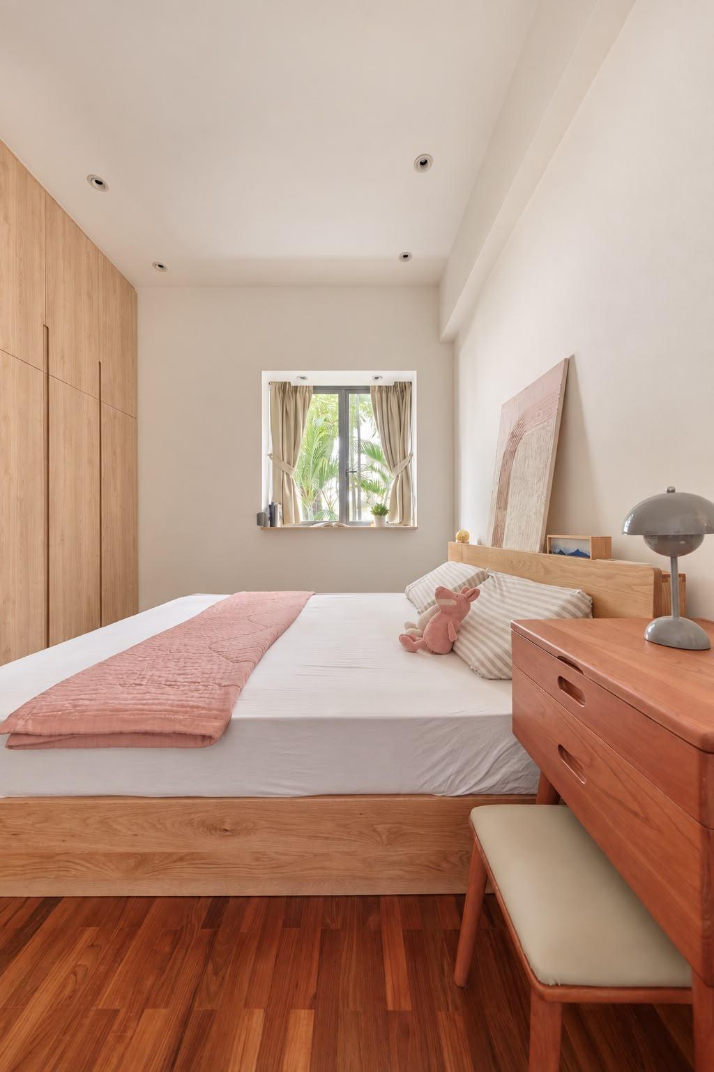 Contemporary Bedroom with Wardrobe and Bedside Table