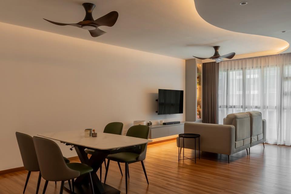 Modern Living Room with Vinyl Flooring and TV Console