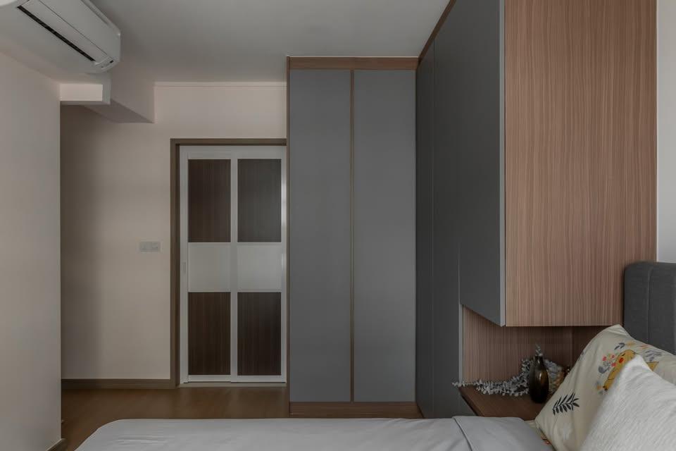 Modern Bedroom with Wardrobe and Bedside Table