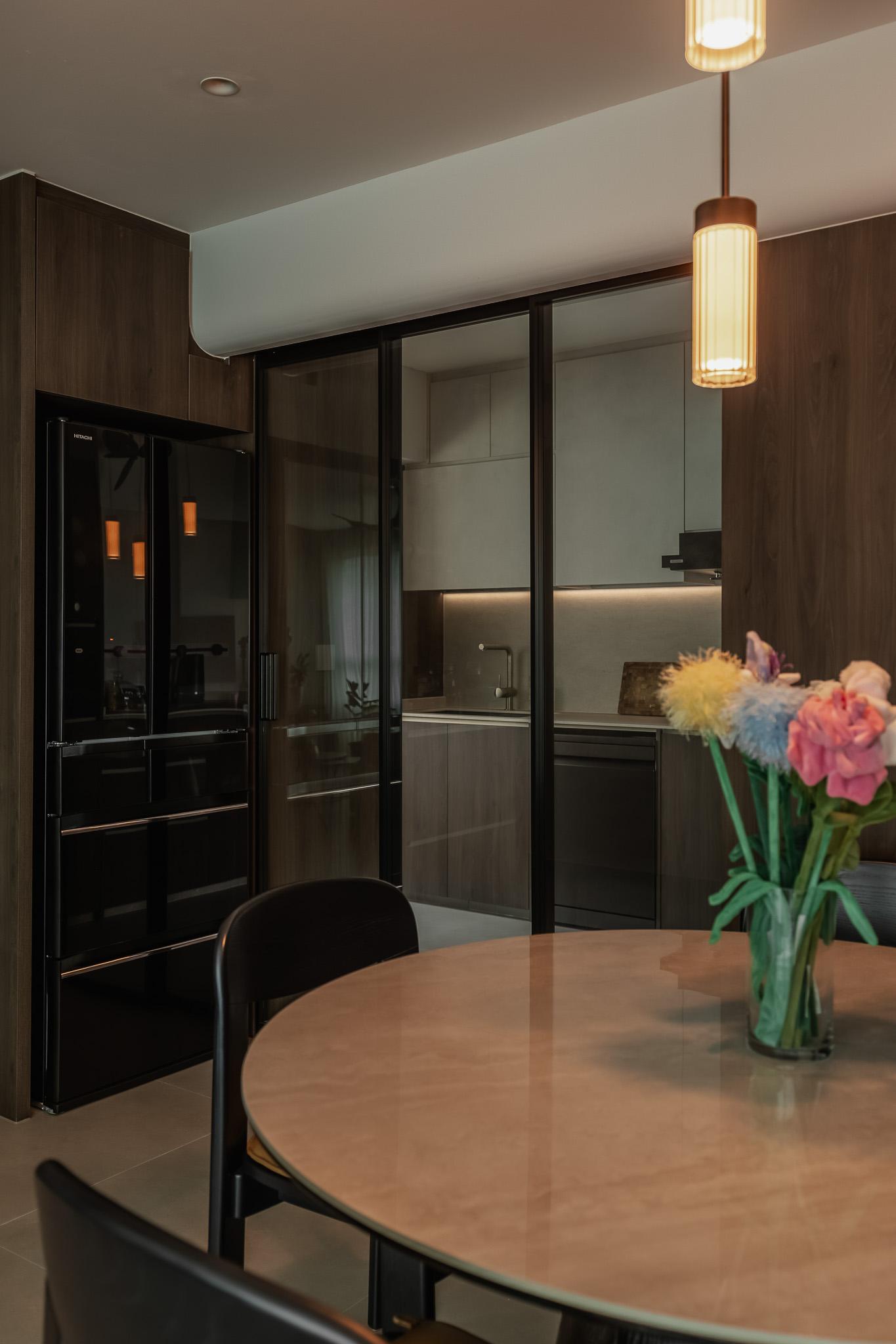 Contemporary Living Room with Countertop and Lighting