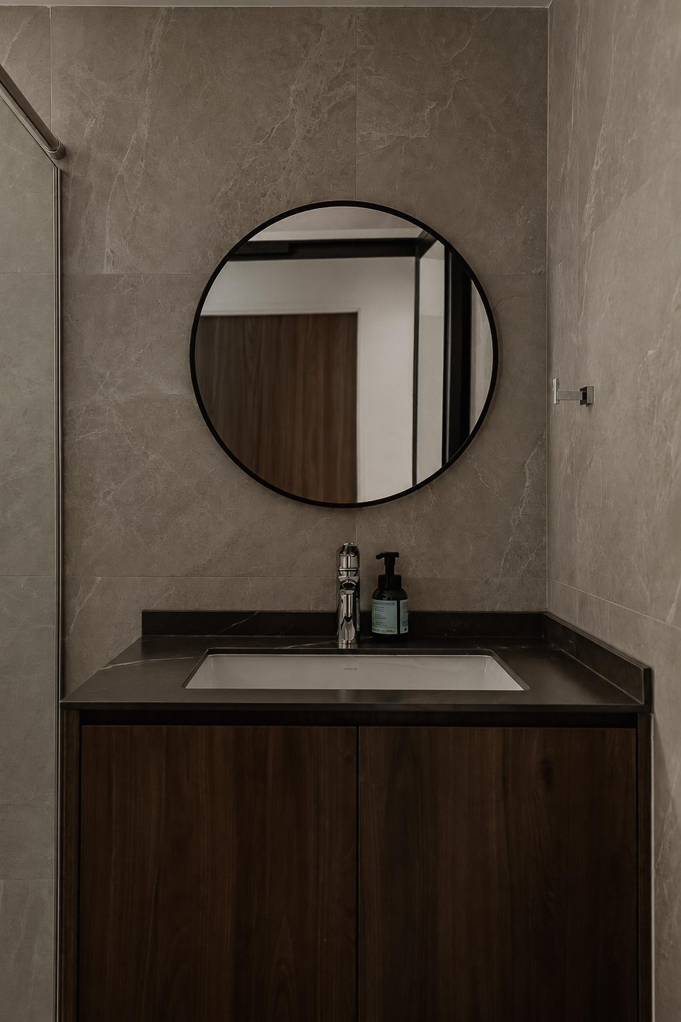 Contemporary Bathroom with Countertop and Mirror