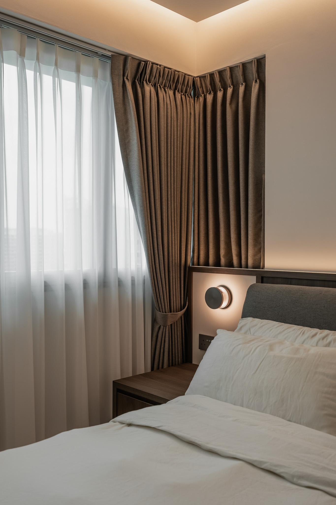 Contemporary Bedroom with Cove Lighting and Ceiling Light