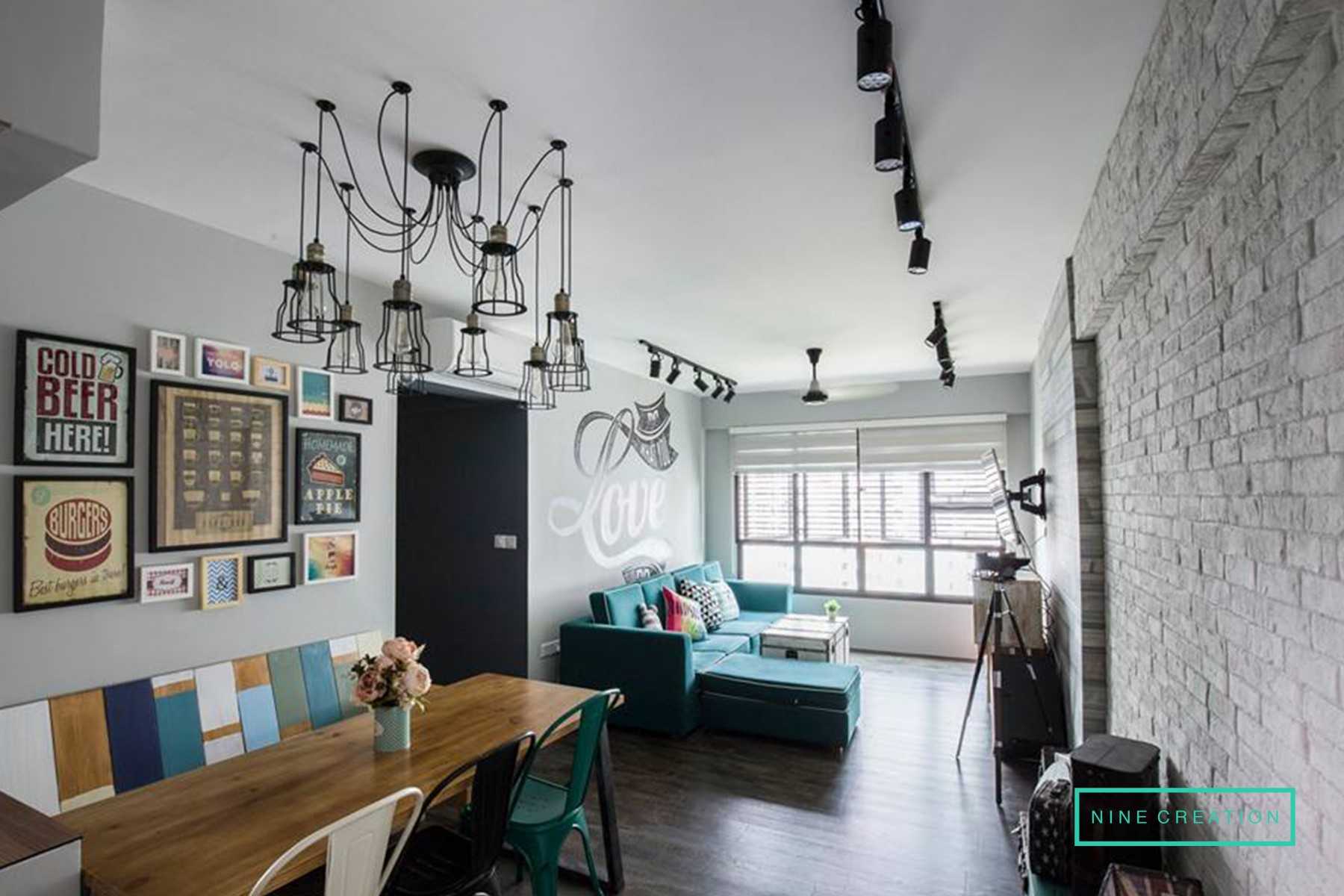 Modern Living Room with Vinyl Flooring and Feature Wall