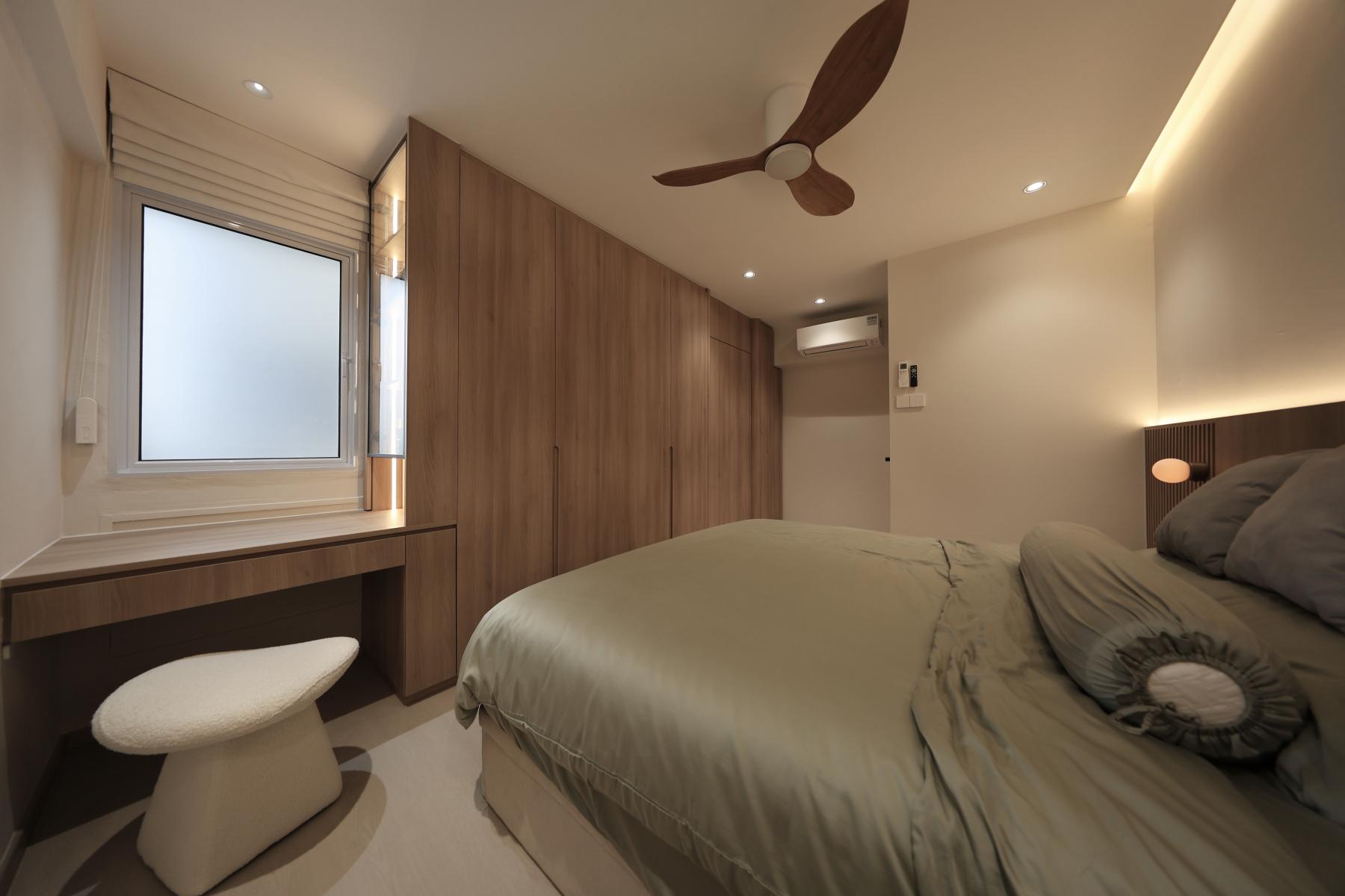 Minimalist Bedroom with Cove Lighting and Wardrobe