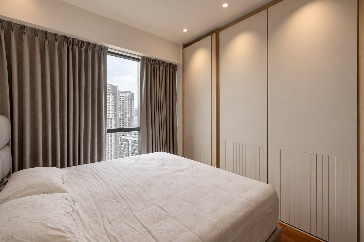 Contemporary Bedroom with Parquet Floor and Wardrobe
