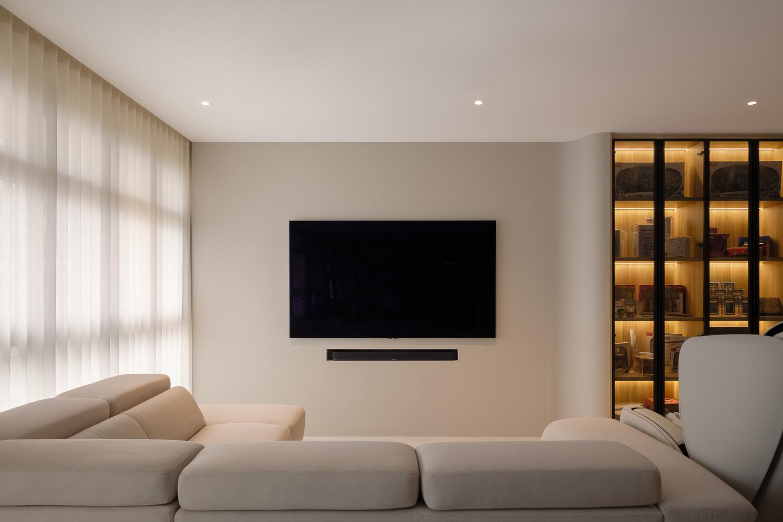 Modern Living Room with TV Console and Feature Wall