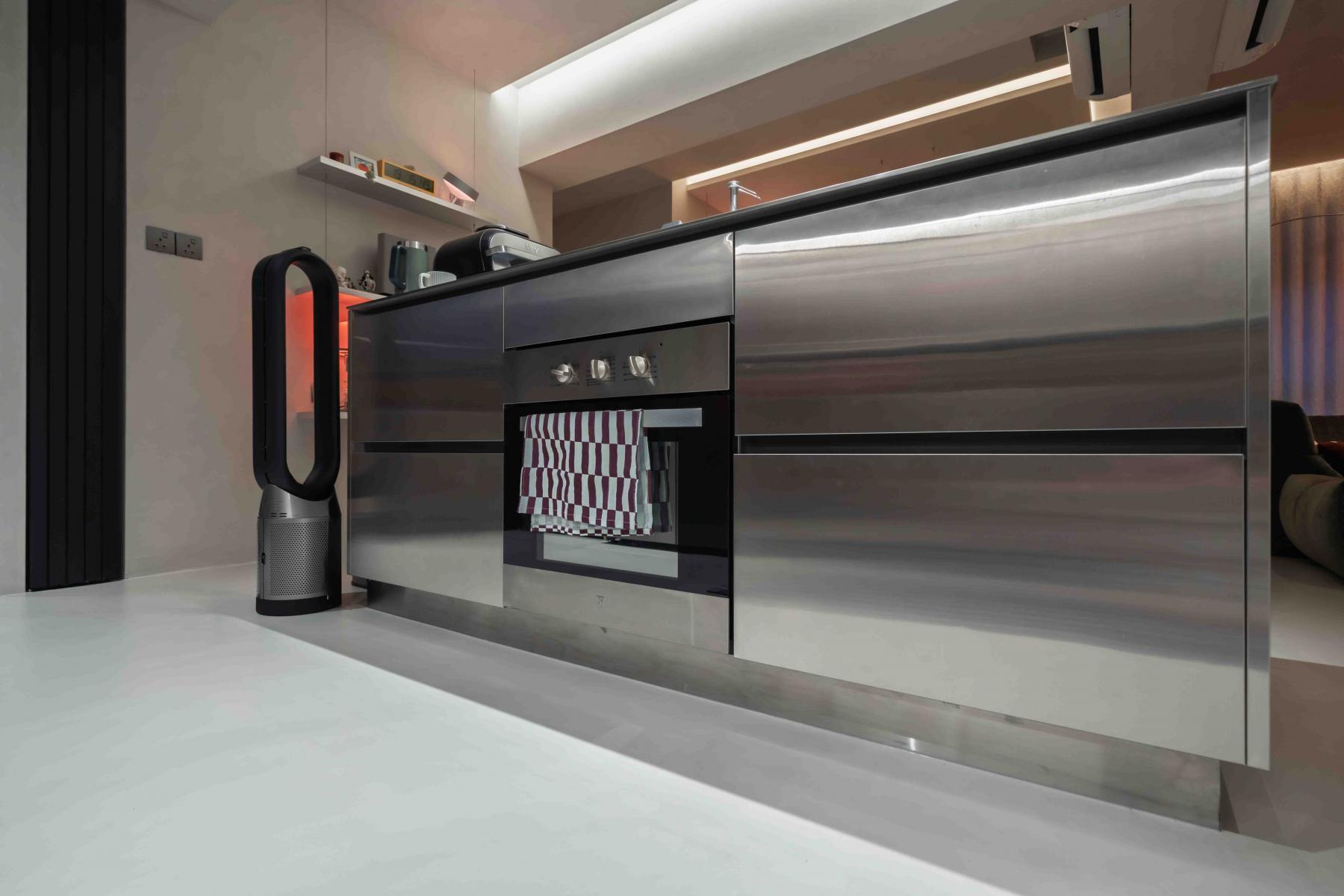 Industrial Kitchen with Countertop and Kitchen Island