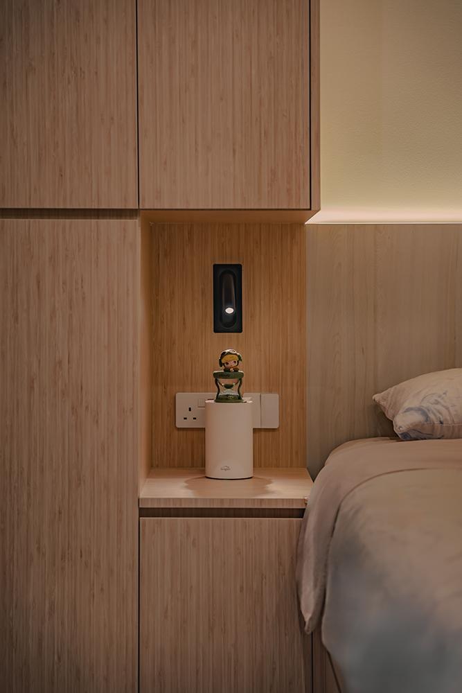 Modern Bedroom with Built-in Bed and Bedside Table