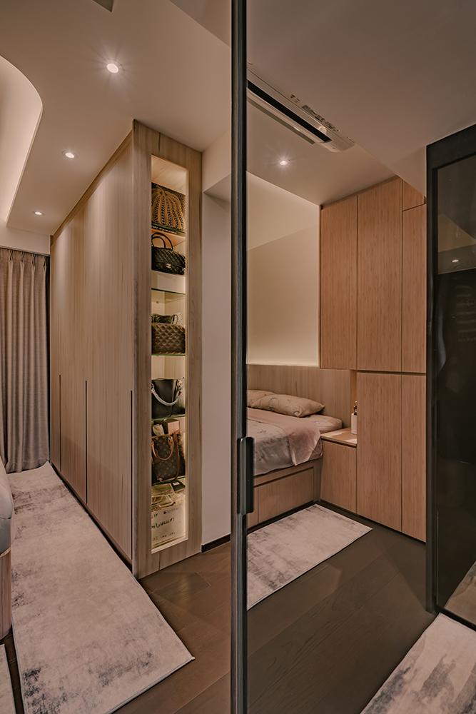 Modern Bedroom with Mirror and Wardrobe