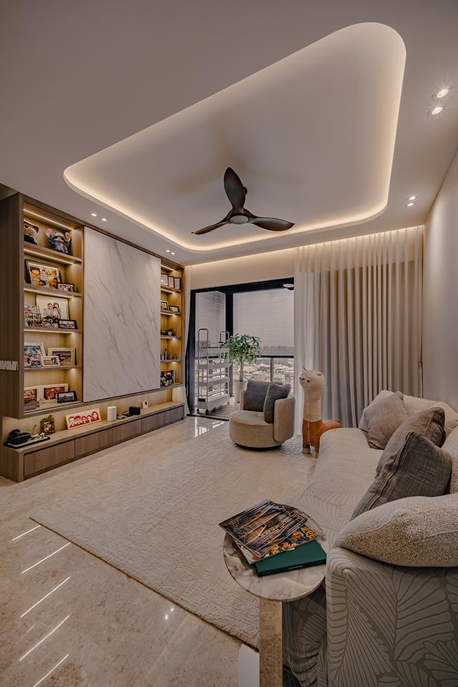 Modern Living Room with TV Console and Display Cabinets